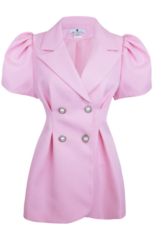 Пиджак - жакет "Брис" розовый, короткий рукав - фонарик