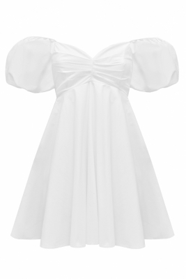 Платье "Гэбби" белое, хлопок, рукава фонарики, мини