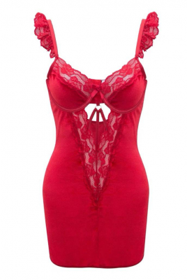 Платье - комбинация красное, бархат, с кружевом