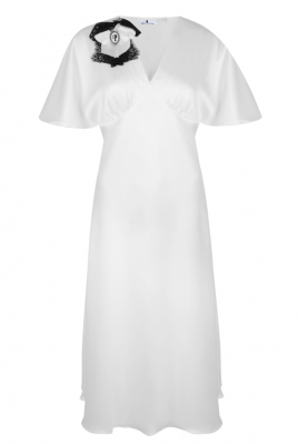 Платье "Лоренс" белое, атлас (шелк) макси, короткий рукав