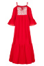 Платье "Дестени" красное, серебристая вставка, макси