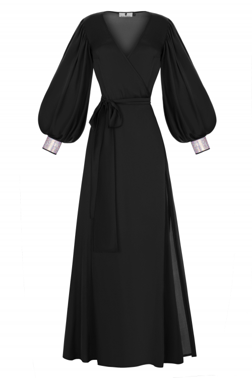 Платье "Оливия" черное, кутюр, макси