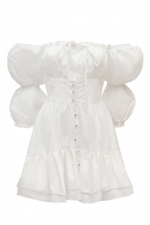 Платье "Канди" белое, хлопок, мини 