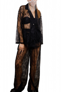 Костюм - пижама "Пальм" черный, кружево