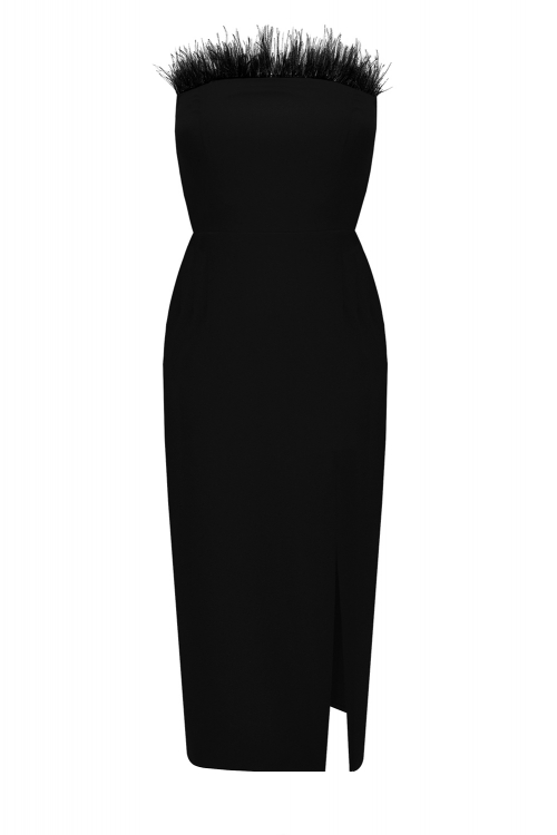 Платье "Ангелина" черное, с перьями