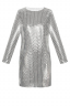 Платье "Мэррит" серебристое, прямоугольные пайетки на трикотаже