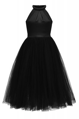 Платье-пачка "Шарлотта" черное, с жемчугом