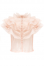 Блуза "Риэль" пудровая  (нежно-розовая), органза, с воланами