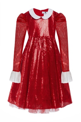 Платье "Сиена" детское, красное, пайетки