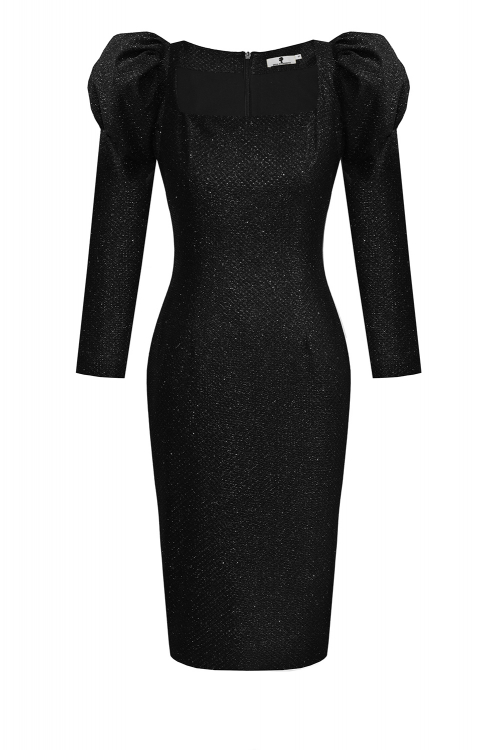 Платье "Бриана" черное, трикотаж с люрексом