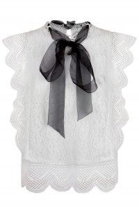 Блуза "Палмер" молочная, кружево, гипюр, без рукавов