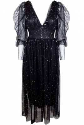 Платье "Эрлин" черное, фатин, декорировано пайетками "звездное небо"