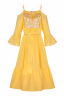 Платье "Дестени" миди, желтое, золотистая вставка