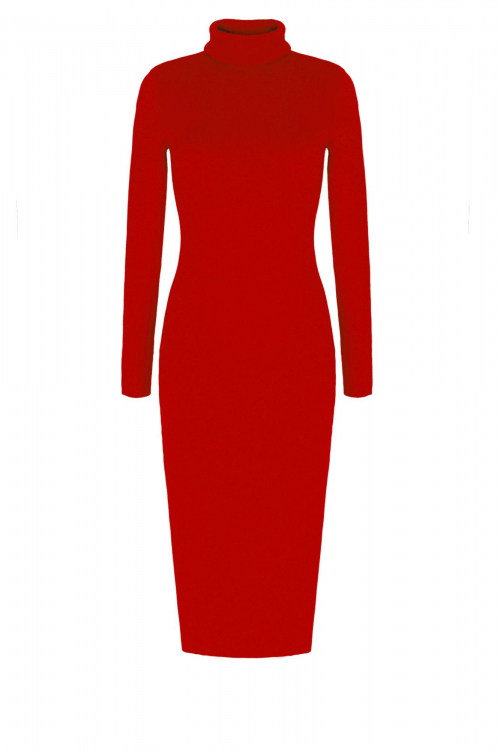 Платье "Паола" красное, вязаное, миди