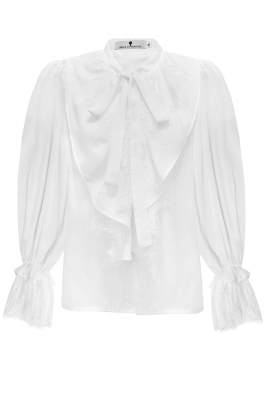 Блуза "Венджи" белая, шифон, с воланами, с топом