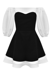Комплект &quot;Миланта&quot; черно-белый, платье шифон + сарафан
