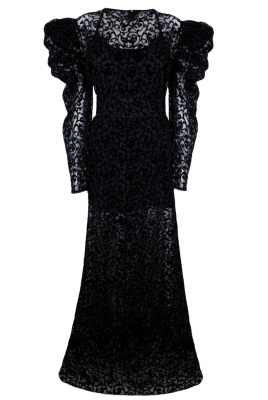 Платье "Мерьем" черное, кружево, бархат, с комбинацией