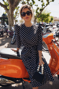 Платье "Доминик" черное, белый горох