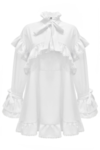 Платье "Вилора" белое, с белым кружевом из хлопка