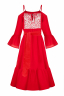 Платье "Дестени" миди, красное, серебристая вставка