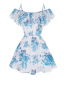 Платье "Виола" молочное, синий принт, мини