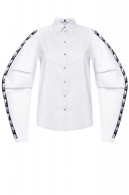 Блуза "Глэдис" белая, черные лампасы с логотипом
