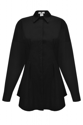 Туника - рубашка - блуза "Элисса" черная, приталенная