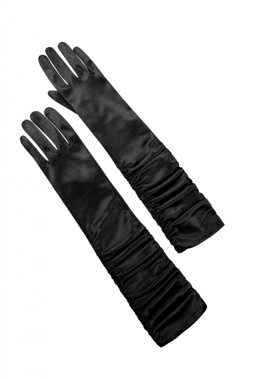 Перчатки черные, атлас (шелк)