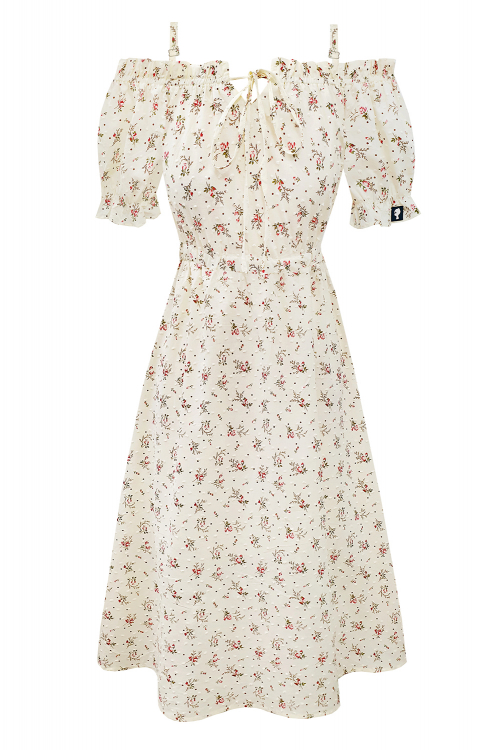 Платье "Кейли" молочное, принт цветы, РОСТ 165