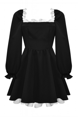 Платье "Юлиана" черное, с белыми вставками