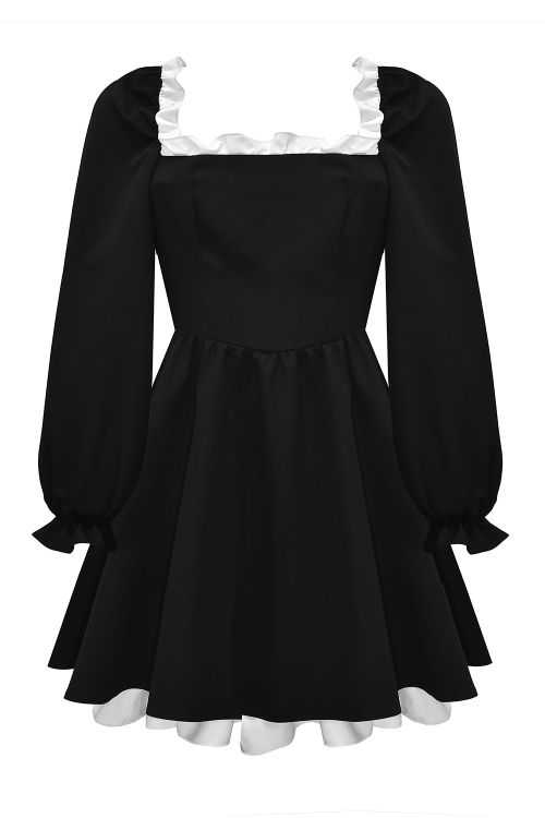 Платье "Юлиана" черное, с белыми вставками