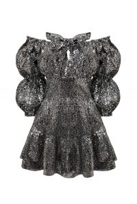 Платье &quot;Барби&quot; черное, серебристые пайетки, с воланами по юбке, мини