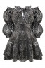 Платье "Барби" черное, серебристые пайетки, с воланами по юбке, мини