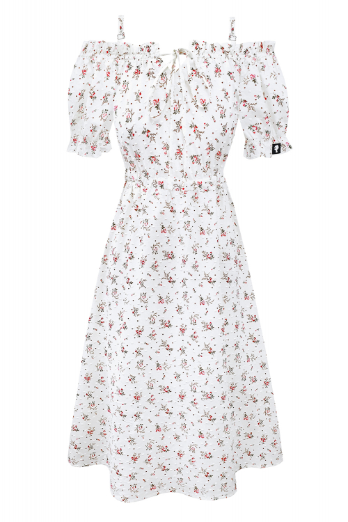 Платье "Кейли" белое, принт цветы, РОСТ 165