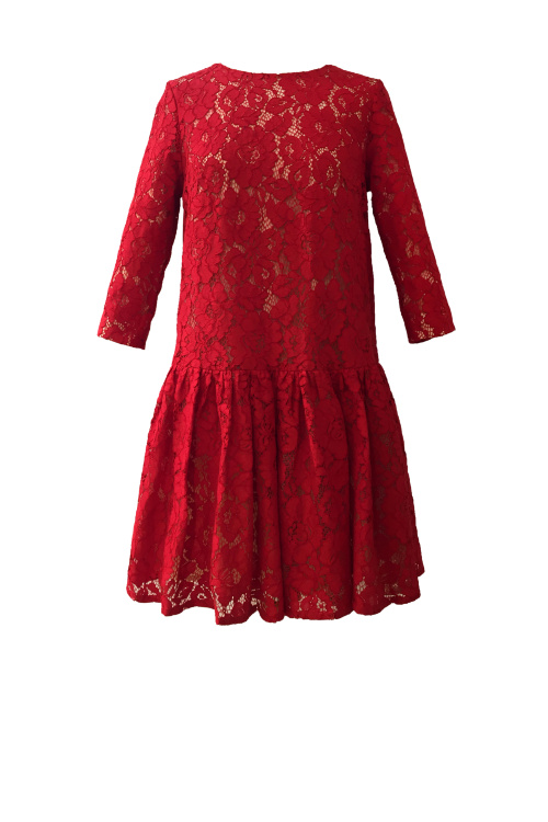 Платье "Алессандра"  красное  кружево, мини