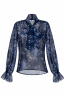Блуза "Верене" синяя, молочный принт