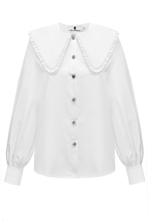 Блуза - рубашка "широкий острый воротник", белая