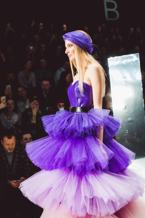 Платье "AW-18-19/21" фиолетово-нюдовый фатин, макси