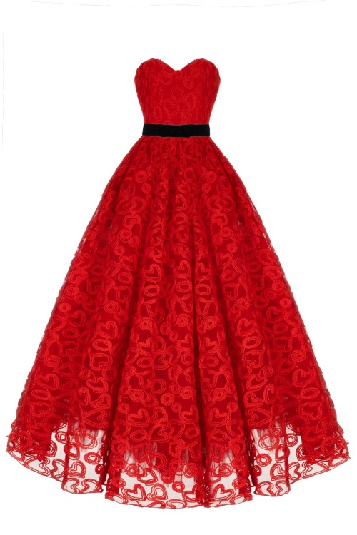 Платье "Лоренза" красное кружево, сердечки, макси