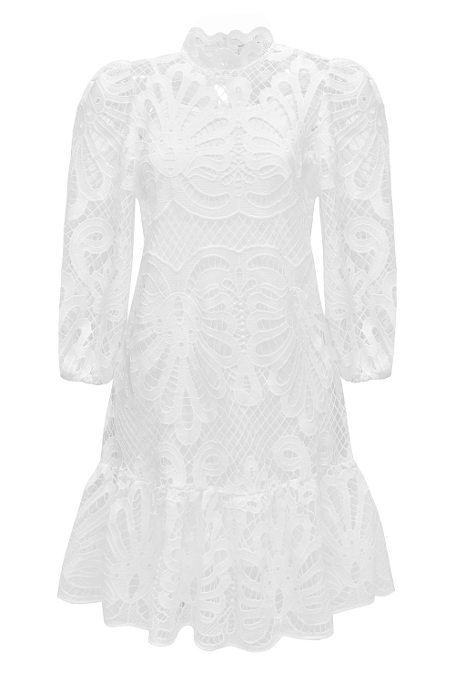 Платье "Флорена" белое, кружево, с комбинацией