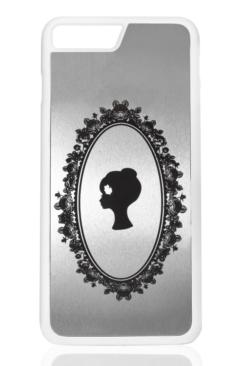 Чехол "NEW Лого"для IPhone 7+,белый c серебром