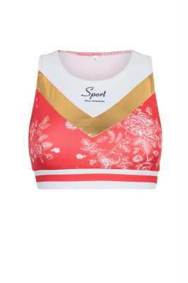 Топ "Фит" красный, молочный принт с золотом