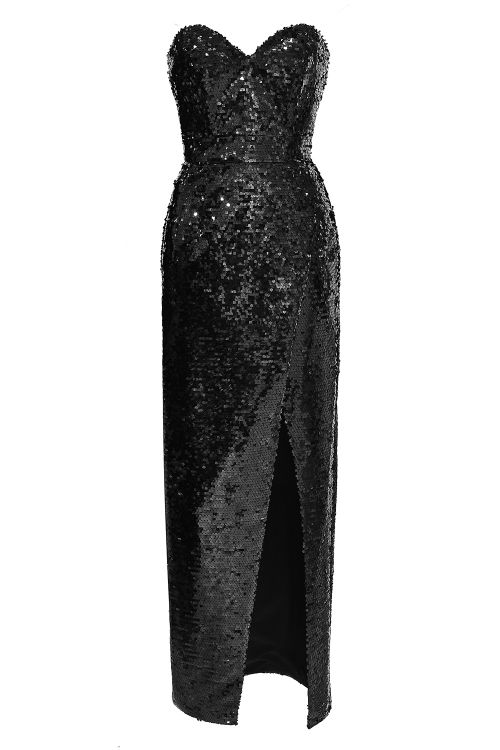 Платье "Ариэль" черное, пайетки, макси
