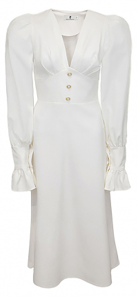 Платье &quot;Лоренсия&quot; белое, с манжетами, декорировано пуговицами, миди