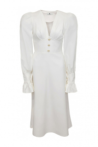 Платье &quot;Лоренсия&quot; белое, с манжетами, декорировано пуговицами, миди