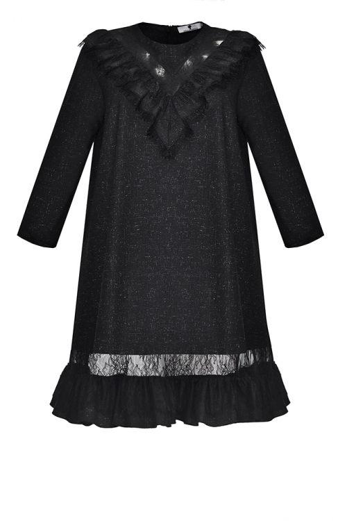 Платье "Флоренс" черное, люрекс, с кружевом