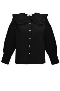 Блуза - рубашка черная, c широким воротником