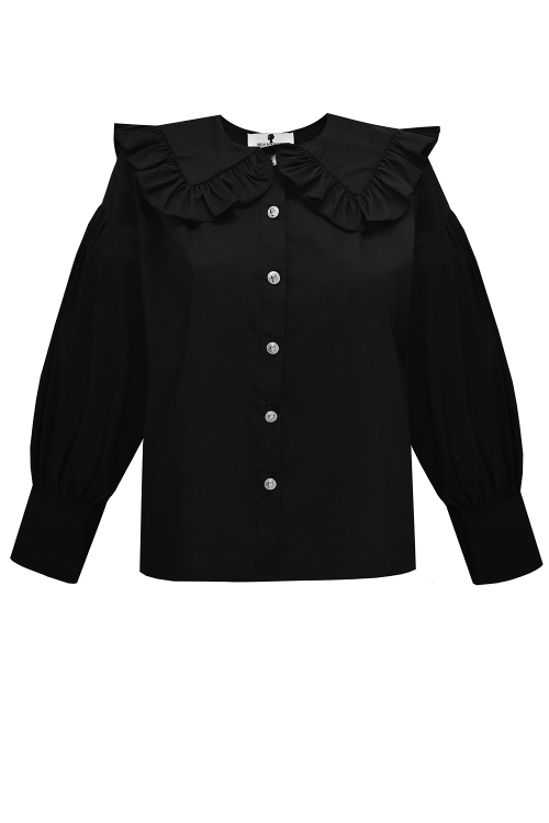 Блуза - рубашка "c широким воротником", черная