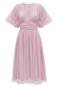 Платье &quot;Изабелла&quot; пудровое (нежно-розовое), фатин в точку, миди