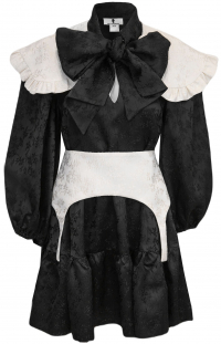 Платье &quot;Габриэль&quot; черное, жаккард, белый воротник и пояс - корсет